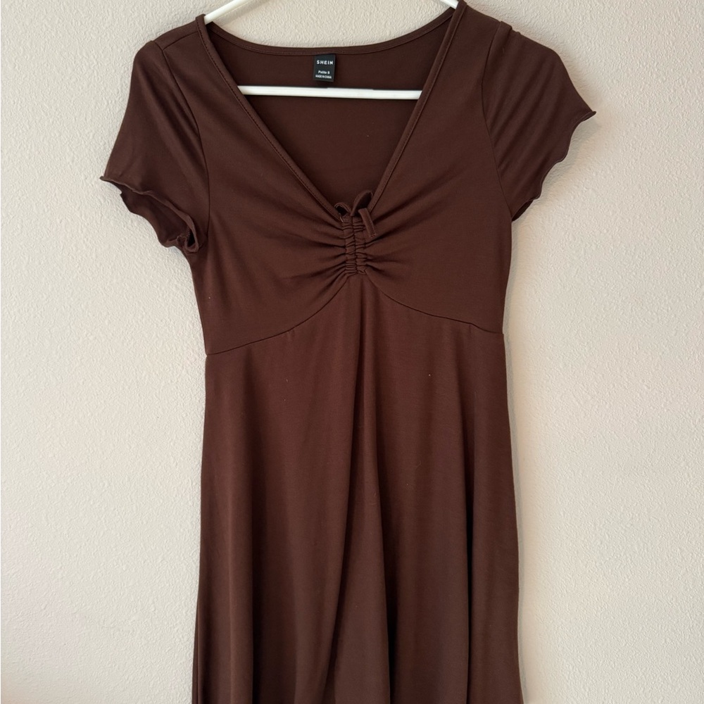 SHEIN Brown Ruched Dress